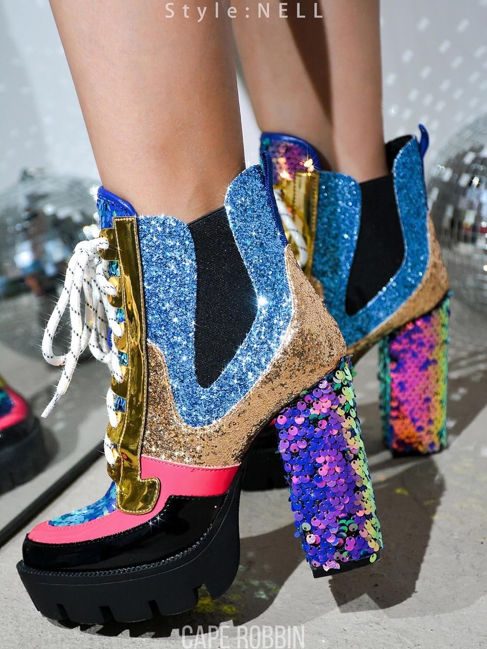 Cape Robbin Nell Heeled Boots for Women Sparkly NWOT